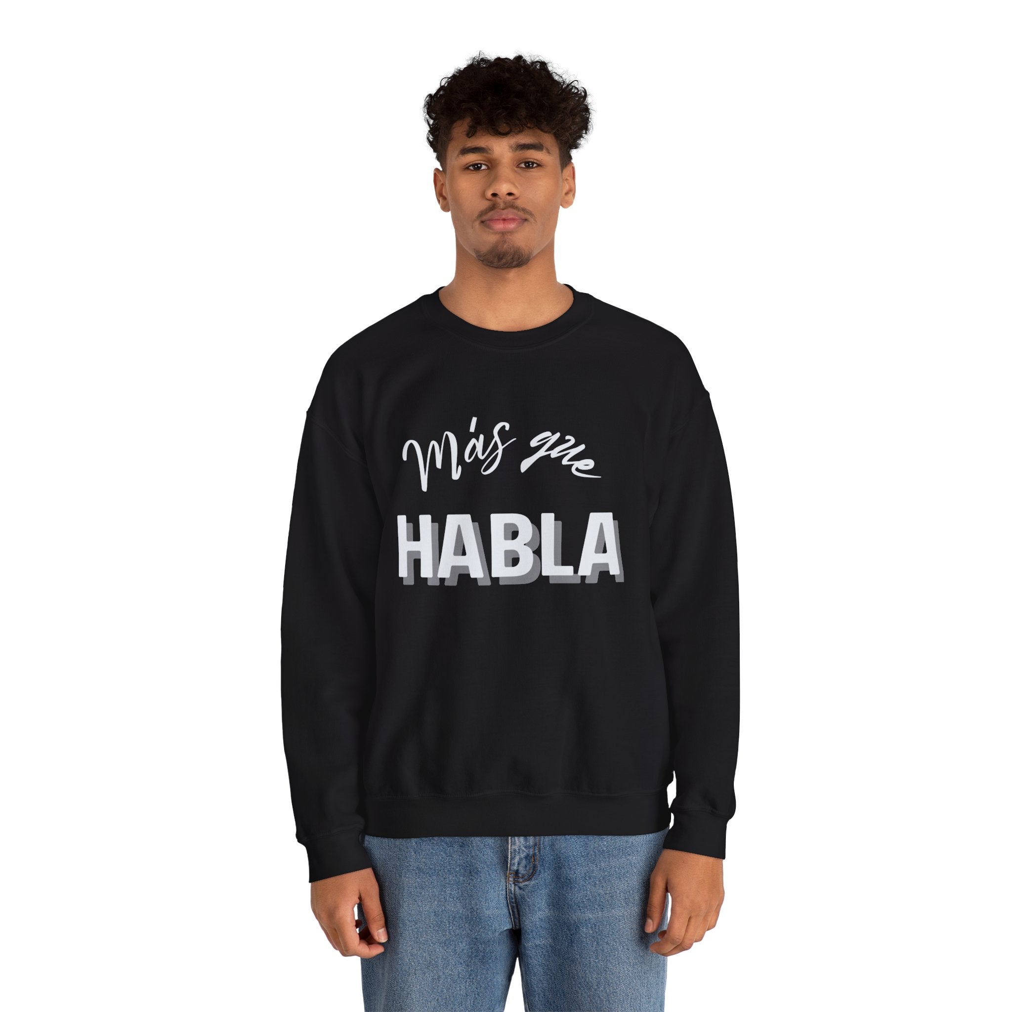 mas que habla | unisex heavy blend™ crewneck sweatshirt