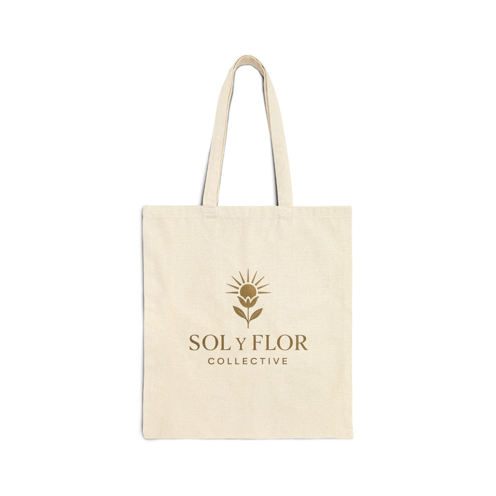 sol y flor logo tote bag | cotton canvas beach market tote