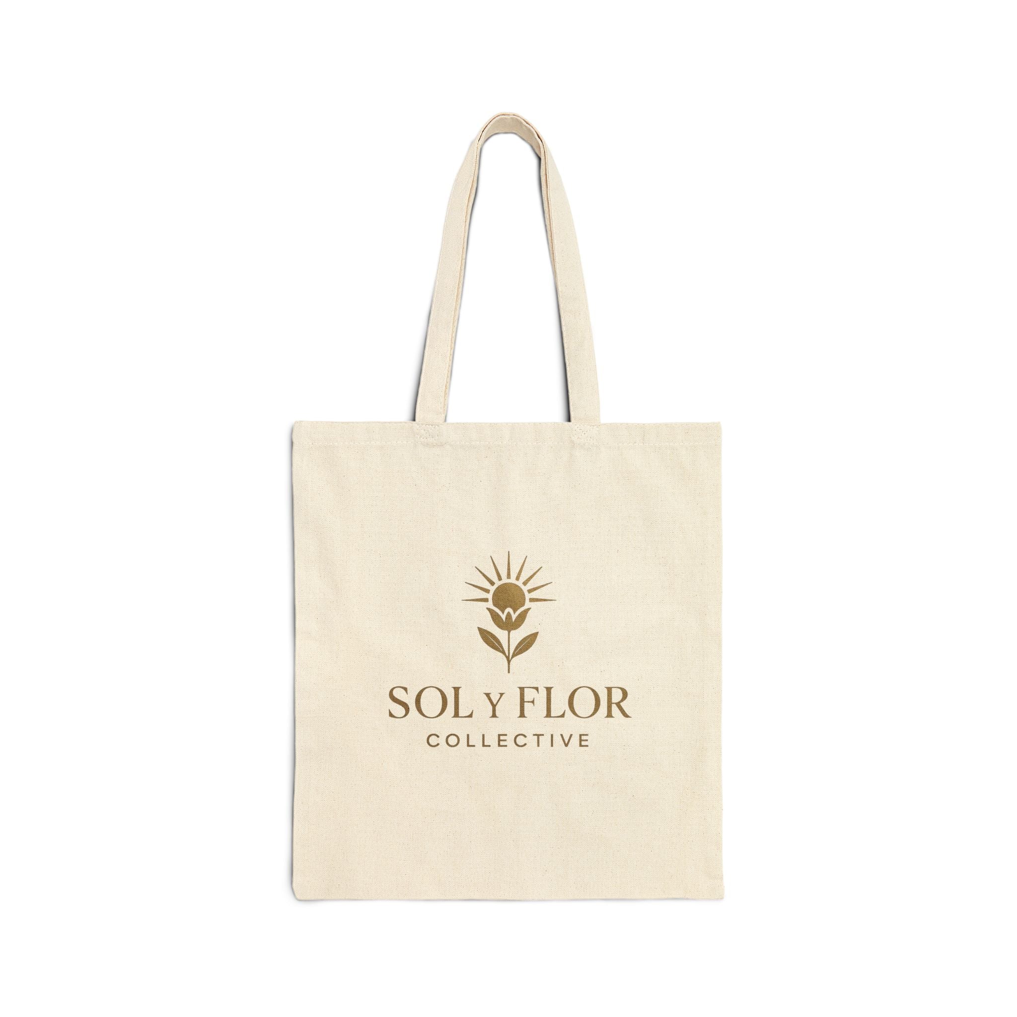 sol y flor logo tote bag | cotton canvas beach market tote
