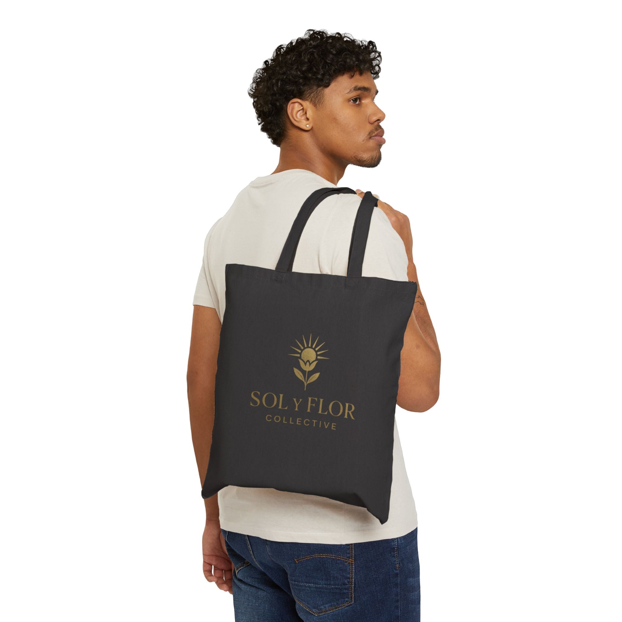 sol y flor logo tote bag | cotton canvas beach market tote